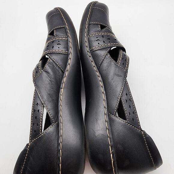 Clarks Bendables Ashland Spin Q Shoes Size 11 Black Leather Comfort Closed Toe - Picture 12 of 13